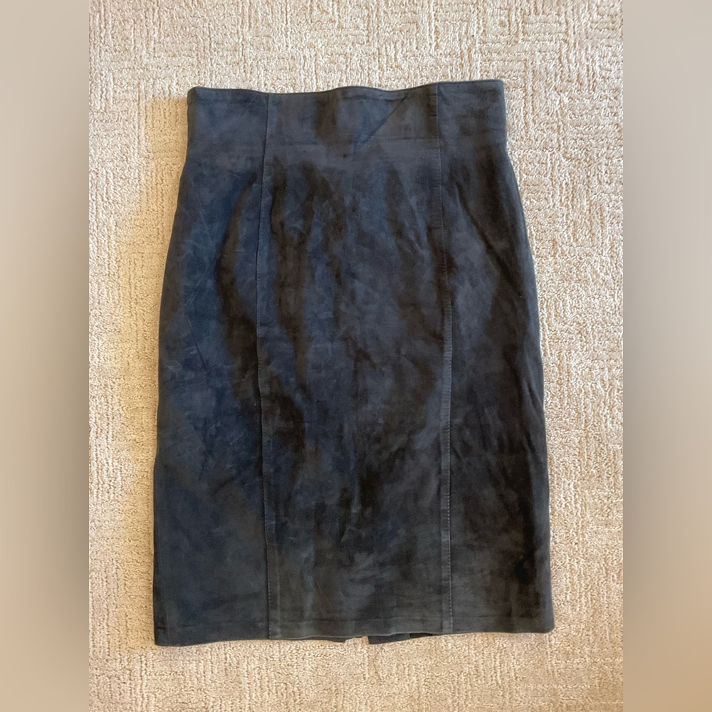 🖤💕 Vintage 80s Liz Harbosin Black Suede Leather High-Waist Pencil Skirt Sz 6 EUC